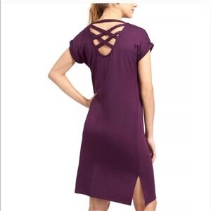 Athleta Cross Back Sweatshirt Dress Plum Purple